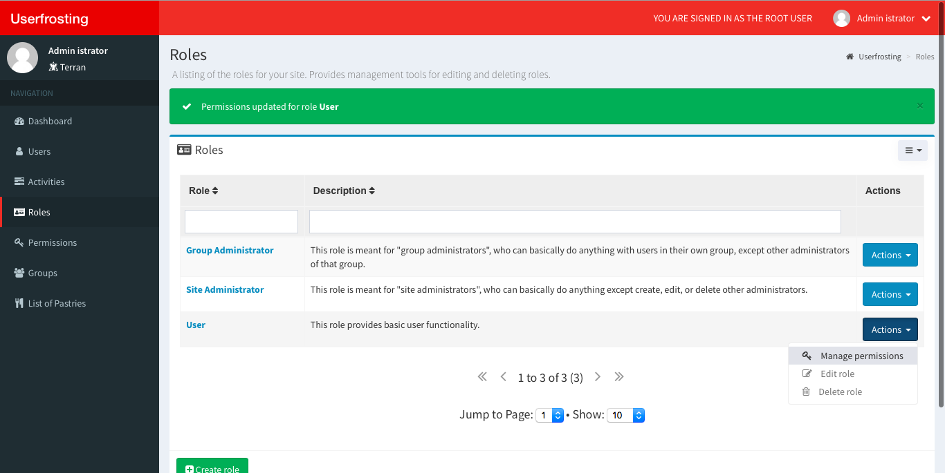 Role page