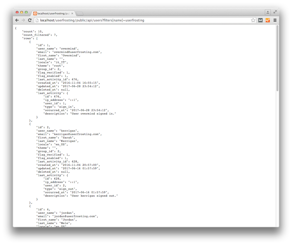 Directly viewing the output of a JSON API